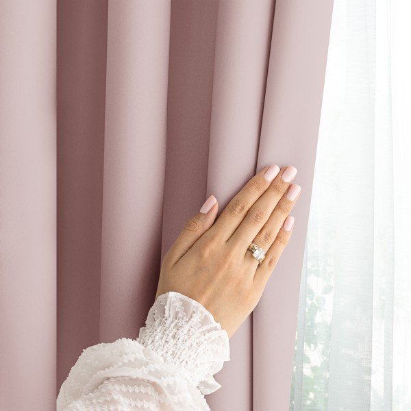 Draperie roz prăfuit dimout (semi-opacă) 140x250 cm Carli Tie – Restilo-image-3