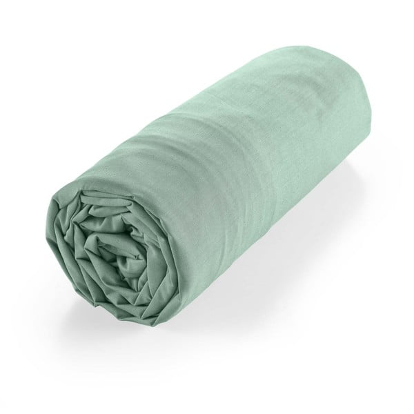 Cearceaf verde deschis din bumbac organic cu elastic 140x190 cm Biolina – douceur d'intérieur-image-4