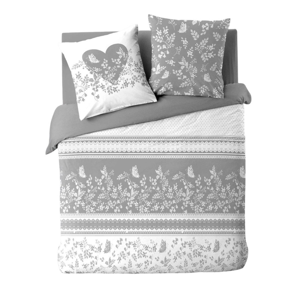 Lenjerie de pat albÄu0083-gri din bumbac pentru pat dublu 200x200 cm Annie âu0080douceur d'intÃ©rieur