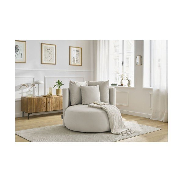 Fotoliu bej cu tapițerie din catifea Cesar – Bobochic Paris-image-1