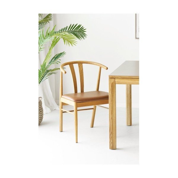 Scaun de dining maro/în culoare naturală din lemn de stejar Artenara – House Nordic-image-1