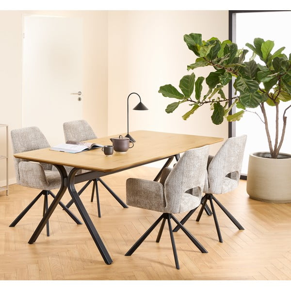 Masă de dining cu blat cu aspect de lemn de stejar 100x200 cm Bristol – Actona-image-1
