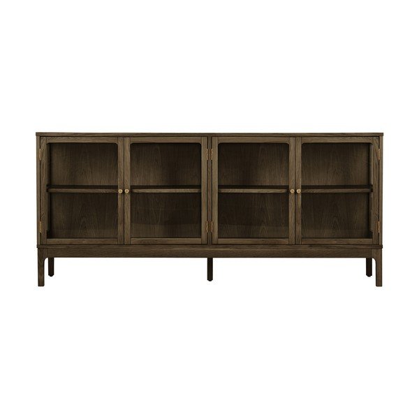 Vitrină maro închis cu aspect de lemn de stejar 180x80x40 cm Zamora – House Nordic-image-2