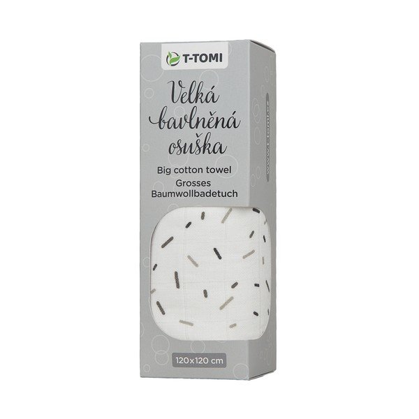 Prosop din bumbac pentru copii T-TOMI Tetra Grey Lines, 120 x 120 cm-image-1