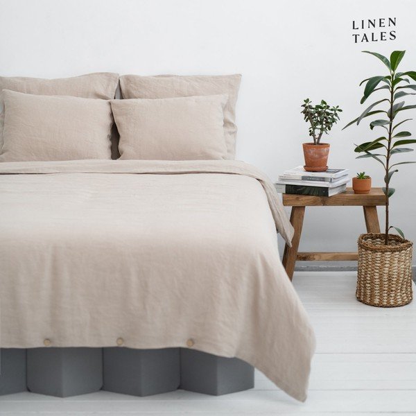 Lenjerie de pat crem din fibre de cânepă pentru pat dublu 200x220 cm – Linen Tales-image-1