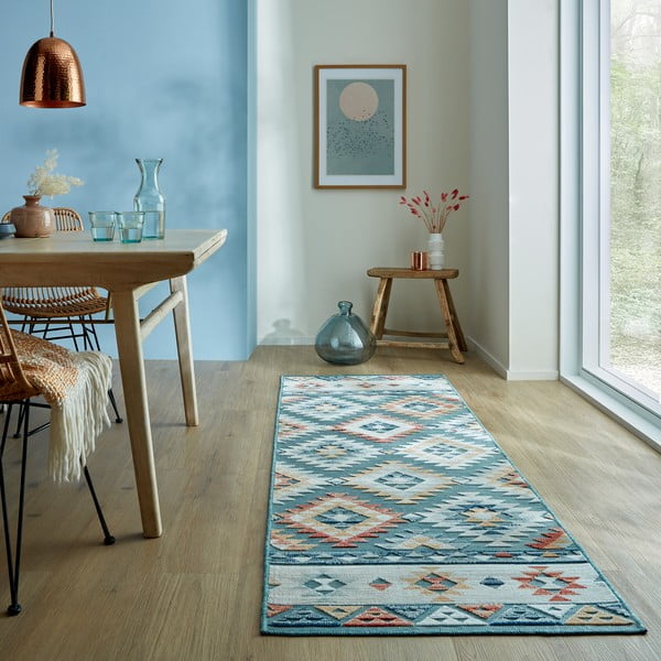 Covor tip traversă de exterior albastru 80x230 cm Avery Blue – Flair Rugs-image-1
