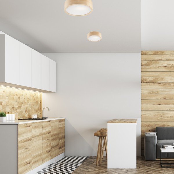 Plafonieră maro deschis cu abajur din sticlă ø 27 cm Eveline – LAMKUR-image-1