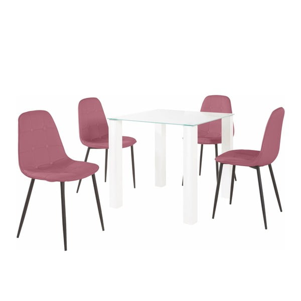 Set masă cu 4 scaune Støraa Dante, lungime masă 80 cm, roz