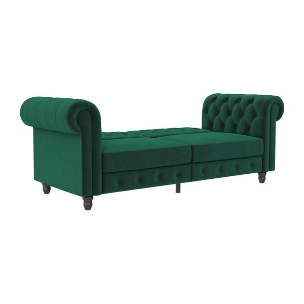 Canapea verde-închis extensibilă cu tapițerie din catifea 236 cm Felix – Støraa-image-3