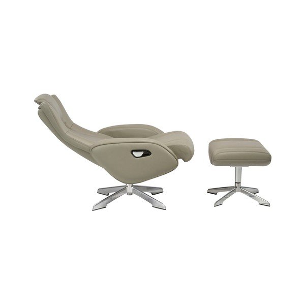 Fotoliu cu taburet din piele House Nordic Riga, gri-image-2