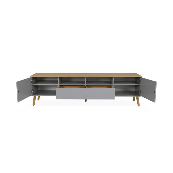 Masă TV cu detalii în decor de stejar Tenzo Dot, lățime 192 cm, gri-image-4