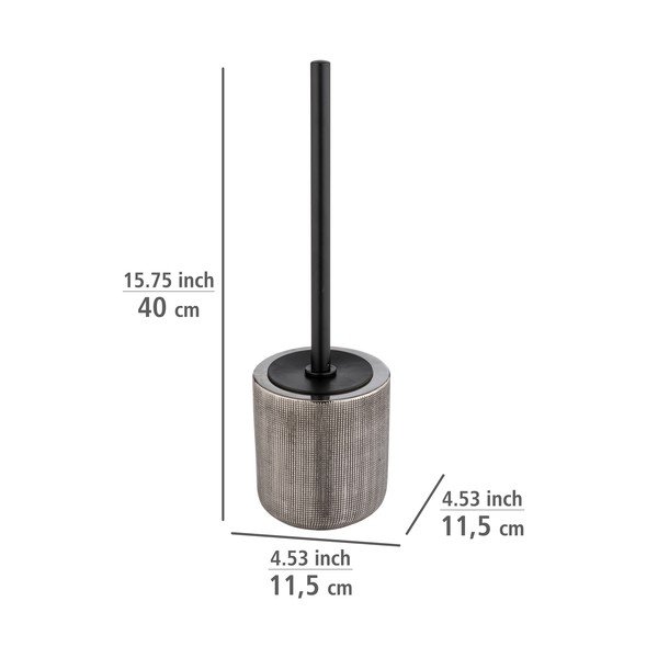 Perie de WC argintie din ceramică Rivara – Wenko-image-2