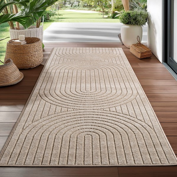 Covor tip traversă pentru interior și exterior bej 80x250 cm Nova 1201 – Ayyildiz Carpets-image-1