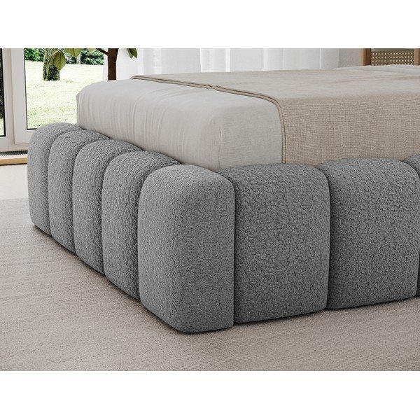 Pat gri tapițat cu spațiu de depozitare cu somieră 90x200 cm Lamica – ELTAP-image-4