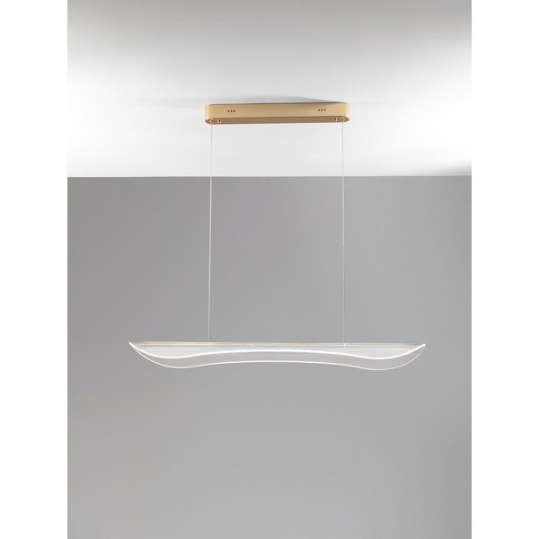 Lustră aurie LED cu intensitate reglabilă din aluminiu cu abajur din sticlă acrilică Agos – Nova Luce-image-3