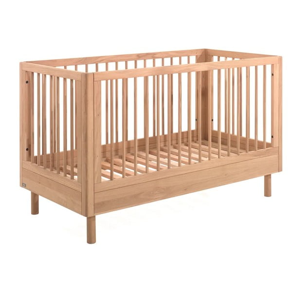 Pătuț în culoare naturală din lemn de stejar 70x140 cm Forrest – Vipack