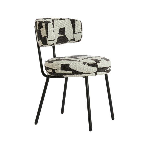 Scaun de dining negru/crem tapițat Harvie – Light & Living