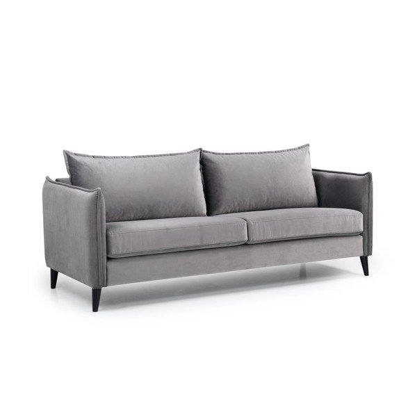 Canapea din catifea Scandic Leo, gri, 208 cm-image-3