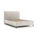Pat matrimonial crem tapițat cu spațiu de depozitare cu somieră 180x200 cm Shell – Maison de Rêve