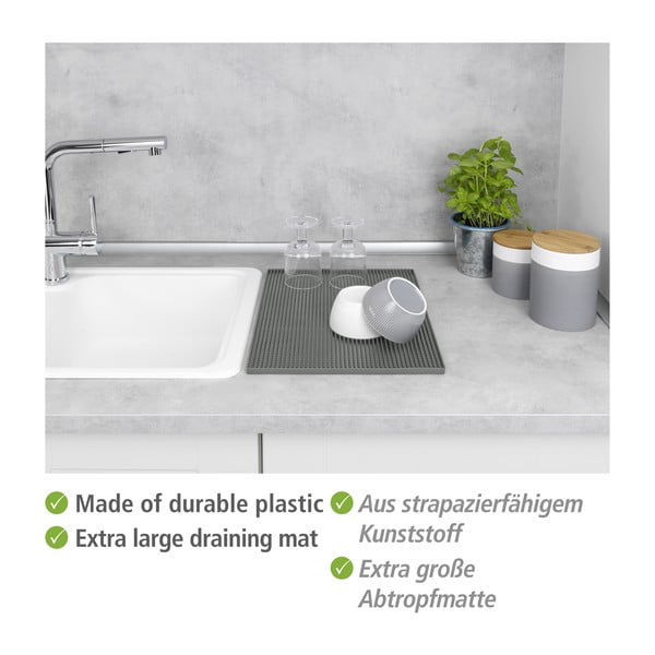 Scurgător de vase gri din cauciuc 40x30 cm Maxi – Wenko-image-3