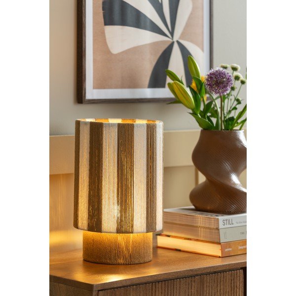 Veioză albă/în culoare naturală cu tapițerie din frânghie (înălțime 35 cm) Vienna Stripes – Leitmotiv-image-1