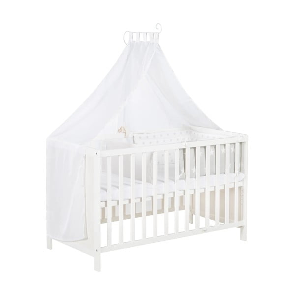 Pătuț alb cu baldachin 60x120 cm Stars Gray – Roba