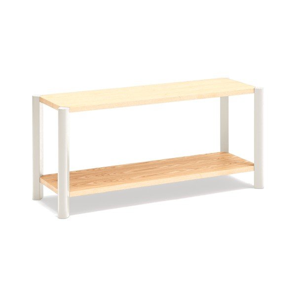 Etajeră crem/în culoare naturală deschisă cu aspect de lemn de stejar 126x59x43 cm Bona – Teulat-image-2