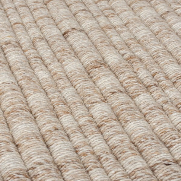 Covor bej țesut manual din amestesc de lână 120x170 cm Rene Fringed Ribbed – Flair Rugs-image-3