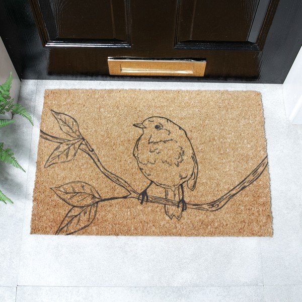 Covoraș de intrare din fibre de nucă de cocos 40x60 cm Pencil Robin – Artsy Doormats-image-2
