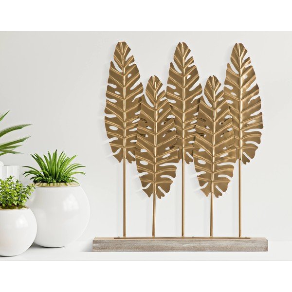 Statuetă decorativă Mauro Ferretti Long Leaf, auriu-image-1