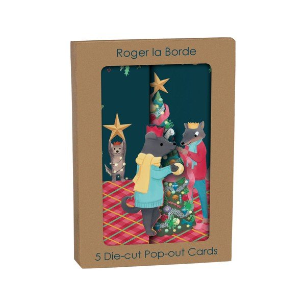 Felicitări 5 buc.  cu model de Crăciun Animal Crackers  – Roger la Borde-image-1