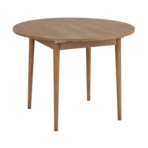Masă de dining rotundă extensibilă cu aspect de lemn de stejar cu blat suplimentar ø 100 cm Viona – Kalune Design