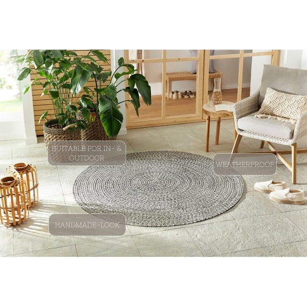 Covor rotund de exterior gri/bej ø 200 cm - NORTHRUGS-image-4
