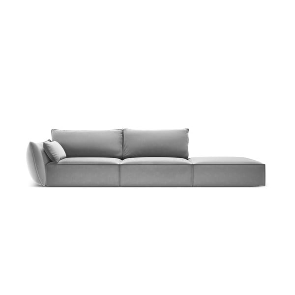 Canapea gri deschis cu tapițerie din catifea, cu colț pe partea stângă 264 cm Vanda – Mazzini Sofas