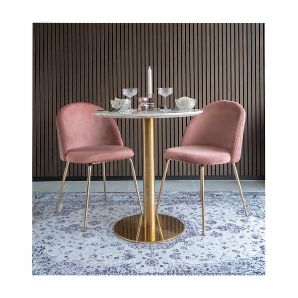 Masă de dining rotundă cu blat cu aspect de marmură ø 70 cm Bolzano – House Nordic-image-2