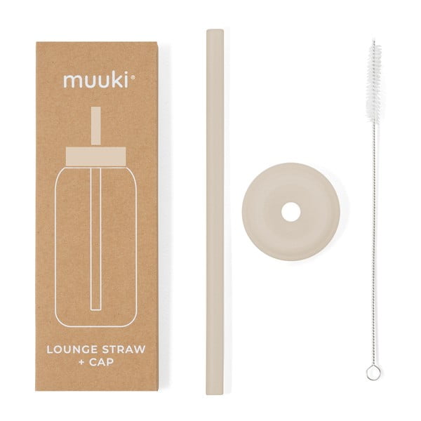 Pai de băut cu perie de curățare/cu capac inclus din silicon Summer Sand – Muuki