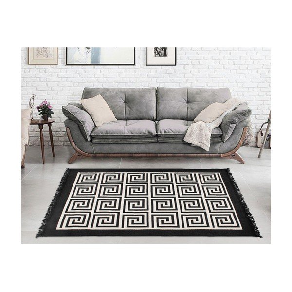 Covor reversibil Cihan Bilisim Tekstil Framed, 80 x 150 cm, bej-negru-image-3