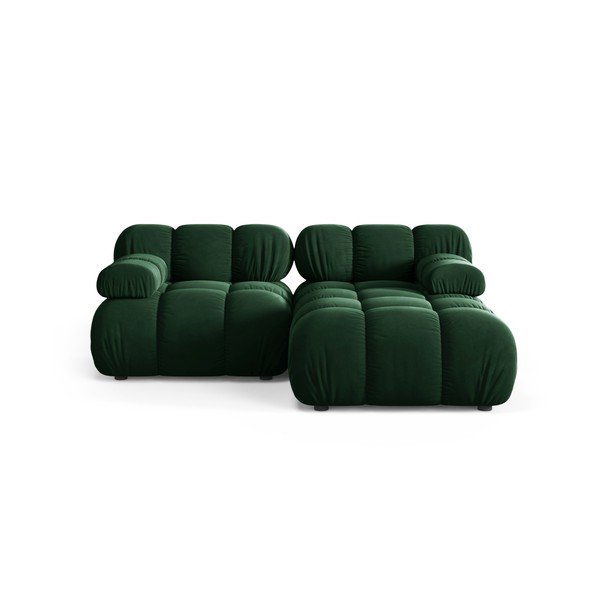 Colțar modular verde închis cu tapițerie din catifea (cu colț pe partea dreaptă/cu șezlong) – Micadoni 