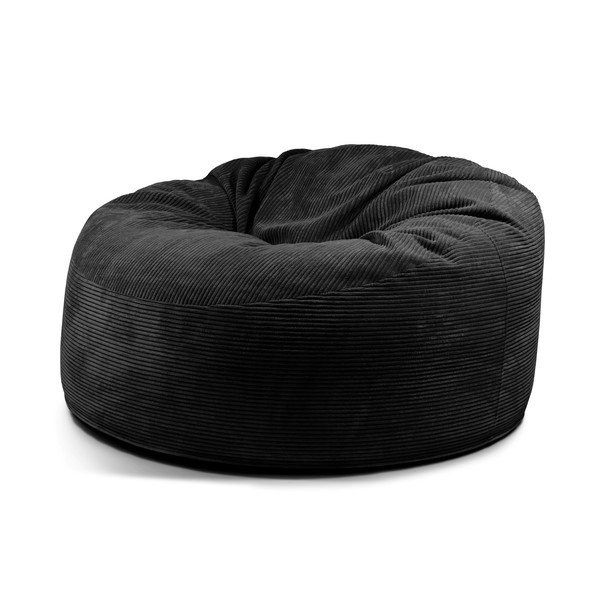 Fotoliu bean bag negru cu tapițerie din catifea reiată Om 135 – SLOWDOWN