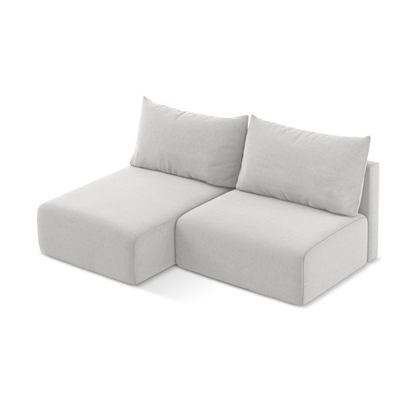 Colțar gri deschis extensibil/cu spațiu de depozitare cu tapițerie din catifea (cu colț pe partea stângă/cu șezlong) Kalena – Makamii-image-3