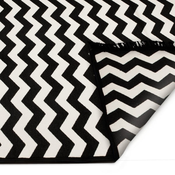 Covor reversibil Cihan Bilisim Tekstil Zig Zag 80 x 150 cm, alb-negru-image-4
