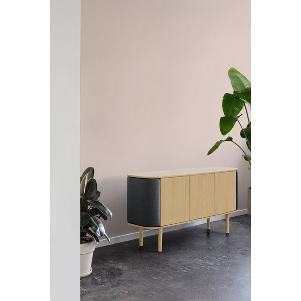 Comodă gri antracit/în culoare naturală joasă cu aspect de lemn de stejar 150x75 cm Treasures – UMAGE-image-1