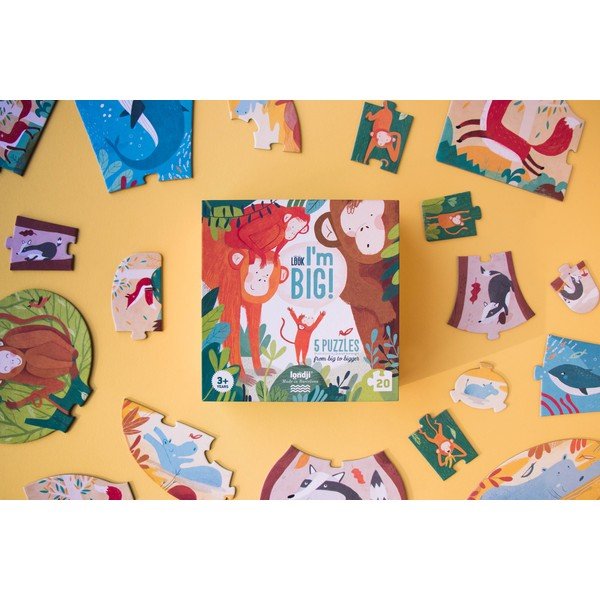 Puzzle cu 5 planșe Londji Sunt mare, 20 piese-image-1