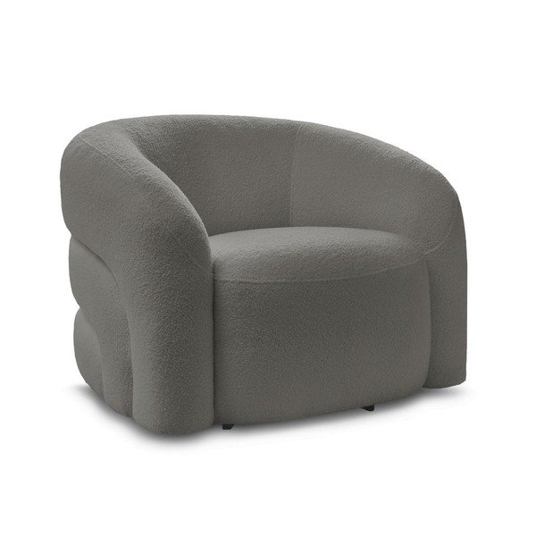 Fotoliu gri pivotant cu tapițerie din țesătură bouclé Elina – Bobochic Paris