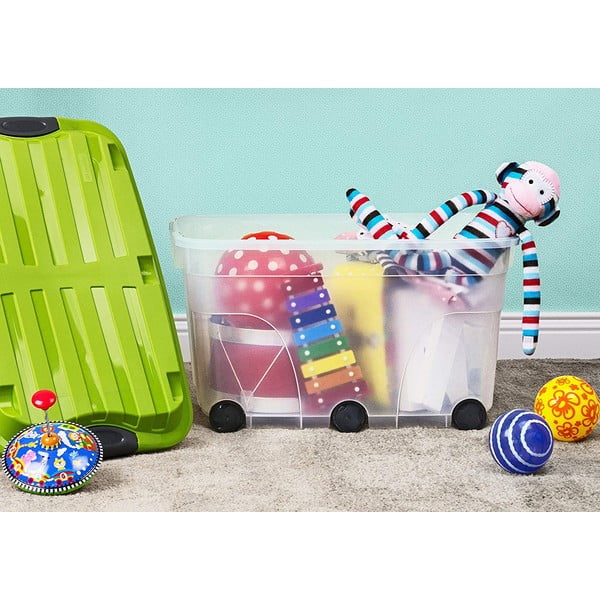 Cutie de depozitare din plastic cu capac pe roți 57 l Roller - Rotho-image-1