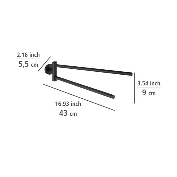 Suport pentru prosoape negru mat autoadeziv din oțel inoxidabil Bosio – Wenko-image-1
