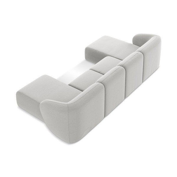 Colțar gri deschis cu tapițerie din catifea (în formă de "U") Lani – Makamii-image-3