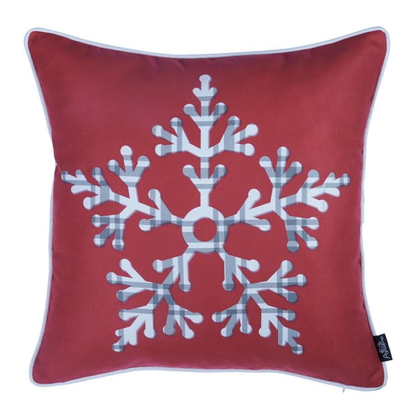 Față de pernă cu model de Crăciun Mike & Co. NEW YORK Honey Snowflakes, 45 x 45 cm, roșu