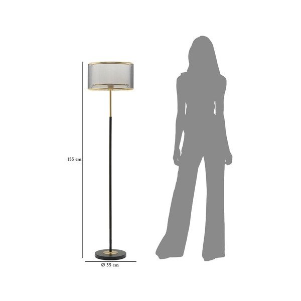Lampadar negru-auriu cu abajur textil (înălțime 153 cm) Levels – Mauro Ferretti-image-4