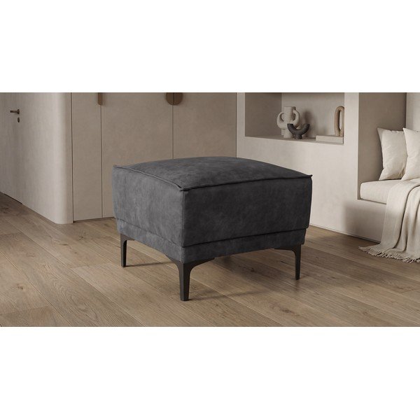 Taburet gri antracit cu tapițerie din imitație de piele Copenhagen – Scandic-image-4